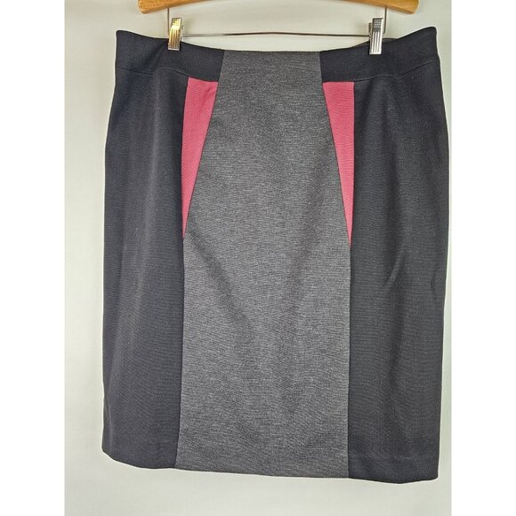 Sejour Women's Skirt Plus Size 16W Black Gray Pencil Skirt Back Slit - Picture 8 of 8